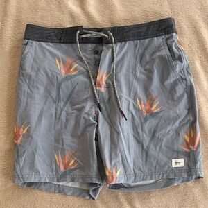 Katin Gray and Orange Floral Board Shorts